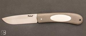 Slipjoint custom pocket knife by Frdric Maschio - Titanium / warthog ivory and RWL-34