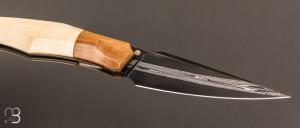   Couteau " custom " de Berthelemy Gabriel - La Forge Agab - Ivoire de mammouth et Damas