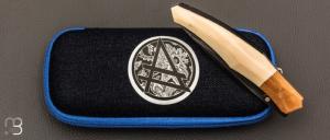   Couteau " custom " de Berthelemy Gabriel - La Forge Agab - Ivoire de mammouth et Damas