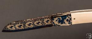     Couteau  "  custom " liner lock par Giuseppe Pala - Damas "dragon"