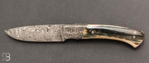   Couteau " custom "  par Jo�l Grandjean - Ivoire de mammouth et lame damas
