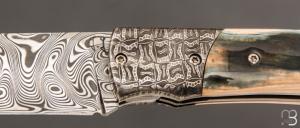   Couteau " custom "  par Joël Grandjean - Ivoire de mammouth et lame damas