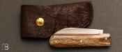 Couteau de poche custom RWL-34 et Os de cheval pré-historique par Philippe Lemonnier