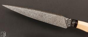    Couteau  "  custom " fixe de Berthelemy Gabriel - La Forge Agab - Ivoire de mammouth et damas 