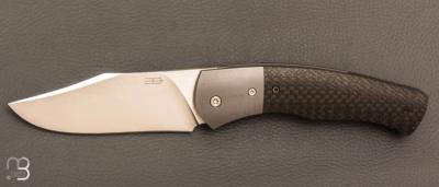   Couteau " custom " liner-lock par Emmanuel Lebrun - Carbone/Titane et lame en RWL34