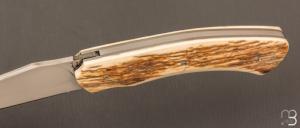    Couteau " custom " pliant par Joël Grandjean - Ivoire de mammouth et RWL34