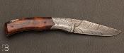 Couteau de collection "Damas plume" et bois de fer de Philippe Ricard