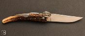 Couteau de poche Yatagan 12 cm Bois de cerf par J. Mongin