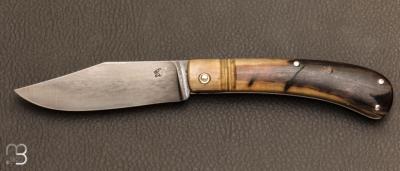 Couteau de poche à cran carré - corne de bélier - Pierre Henri Monnet