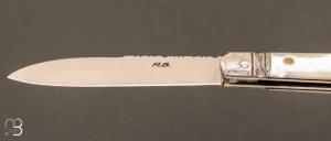    Couteau de poche " droit " 9 cm nacre et damas de Robert Beillonnet