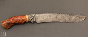    Couteau droit par Nicolas Mestrallet - Lame forgée acier damas et loupe d'amboine