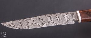 Couteau droit par Nicolas Mestrallet - Atelier du couteau de Vaunaveys - Damas mosaique et noyer