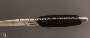    Couteau droit custom de Jacques Jobin - Damas et Galuchat