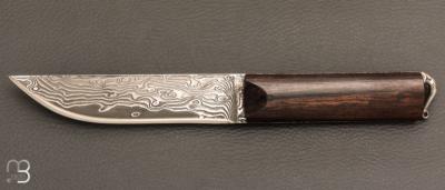  Couteau custom fixe par Roberto Ottonello - Bois de fer et lame en damas inoxydable