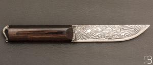  Couteau custom fixe par Roberto Ottonello - Bois de fer et lame en damas inoxydable