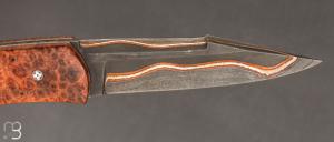  Couteau " Pièce unique " par Alain & Joris Chomilier - Damas carbone de Baker Forge et loupe d'amboine