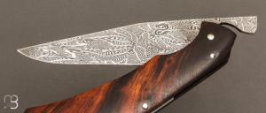  Couteau piémontais par Nicolas Mestrallet - Atelier du couteau de Vaunaveys - Acier damas et bois de fer