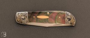  Couteau " slipjoint " custom par Tommy Overeynder - gravure de Tim Herman