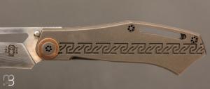    Couteau  "  DAO frame lock " custom par Torpen Knives - Jérôme Hovaere - Titane et Damax™
