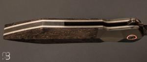Dague flipper custom par Florian Keller - Fibre de carbone marble et lame damas sandwich