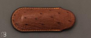 Etui cuir d'autruche / veau pour couteau pliant fait main par Chantal Trocmé