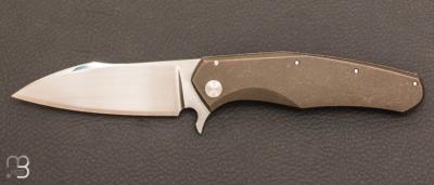 Couteau  "  Flipper custom " pliant par David Lespect - Titane et lame RWL-34