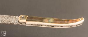 Laguiole 11 cm Fontenille Pataud - Lame damas - Ivoire de mammouth