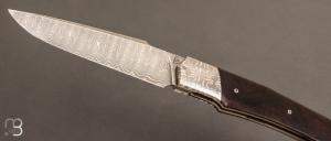 Couteau  "  Lultrafort XXL " Bois de fer et damas de Rémi Lavialle - Lame de Feu