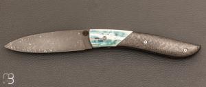 Couteau  " le Nv " par Tim Bernard - ivoire de mammouth carbone et Lame 14C28N
