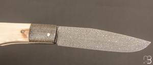   Couteau " Tony XL  " custom de Anthony Brochier - Damas multi-barreaux torsadé et ivoire de phacochère