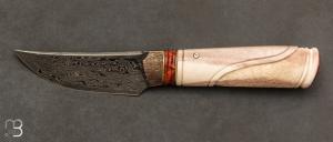 Couteau droit de Benoit Maguin - Damas et bois de renne