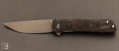 Couteau "BO" de Civivi - fibre de carbone noir/rouge - Collaboration avec Brad Zinker