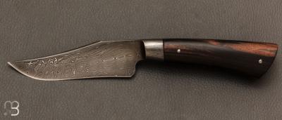 Couteau "intégral" droit en ébène de macassar et damas 288 couches par Joël Matter