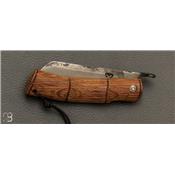 Couteau de poche Piémontais vieux chêne façon bambou par Mickael Moing
