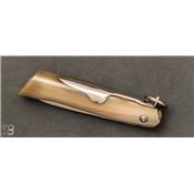 Couteau de poche Affutiot 12 cm Corne blonde avec anneau par J. Mongin