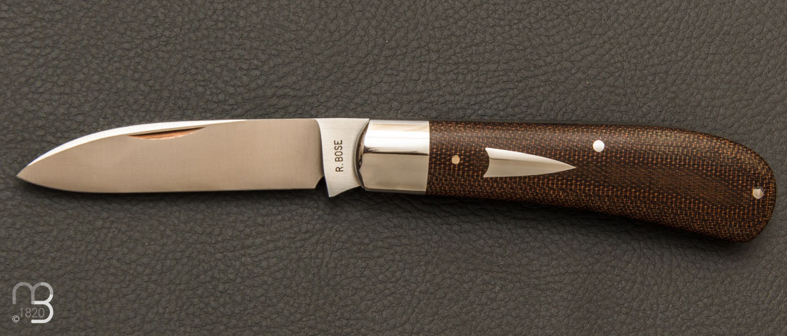 Couteau de poche Zulu Spear brown canvas micarta par Reese Bose