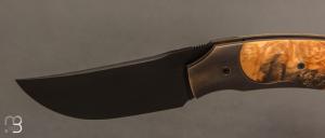    Couteau " 1310 " liner lock de SMZ Flammes de forge - Loupe d'érable Négundo et 80CrV2