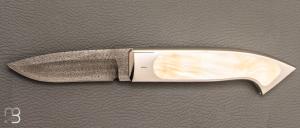  Couteau " 120 Mditerrane " par Charles Bennica - Nacre jaune et damas  d'Anthony Brochier