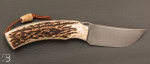    Couteau " 1310 " liner lock bois de cerf et RWL34 de SMZ Flammes de forge