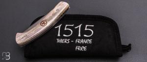  Couteau " 1515 " collection " Paris/Tokyo " par Manu Laplace - Os de renne gris