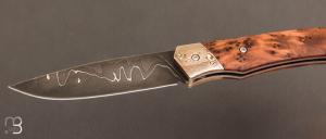  Couteau  "  1820  "  par MARGRITA David - MisterBull - Lame sandwich - thuya - Mokume