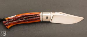   Couteau " BAD ASS " custom par Raphaël Durand - Os cerfé et lame en RWL34