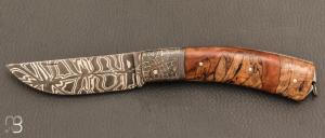  Couteau de collection modle " Berger " de Jean Pierre Veysseyre - Damas et htre chauff