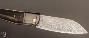   Couteau " Bohémien " par Tony Ruot - Loupe de chêne stabilisée et damas sauvage