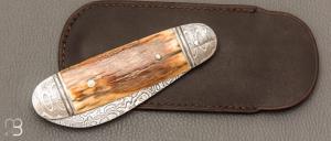   Couteau " Bouledogue " custom de Jérôme Bellon - Ivoire de mammouth et lame damas