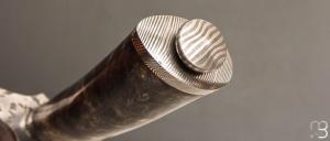   Couteau " Bowie " de Nicolas Mestrallet - Atelier du couteau Vaunaveys -Fourche de peulier et lame damas