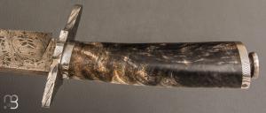   Couteau " Bowie " de Nicolas Mestrallet - Atelier du couteau Vaunaveys -Fourche de peulier et lame damas