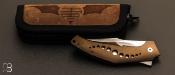 Couteau " Bronze anodized SOS " custom par Tashi Bharucha - Titane et RWL-34
