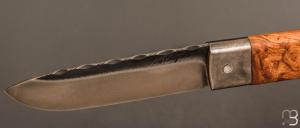  Couteau " Le Bugiste " Frêne par Frédéric Maschio - Lame guillochée