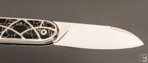 Couteau "Bull'ix" custom de Florent Dall'ava - L'atelier Dall'ava - Onyx argent et lame en RWL34